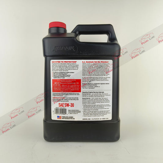 amsoil 5w30 signature series synthetic 3.78-litre engine oil back side