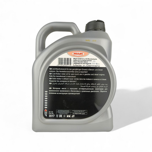 meguin super performance 10w40 4-litre engine oil back side