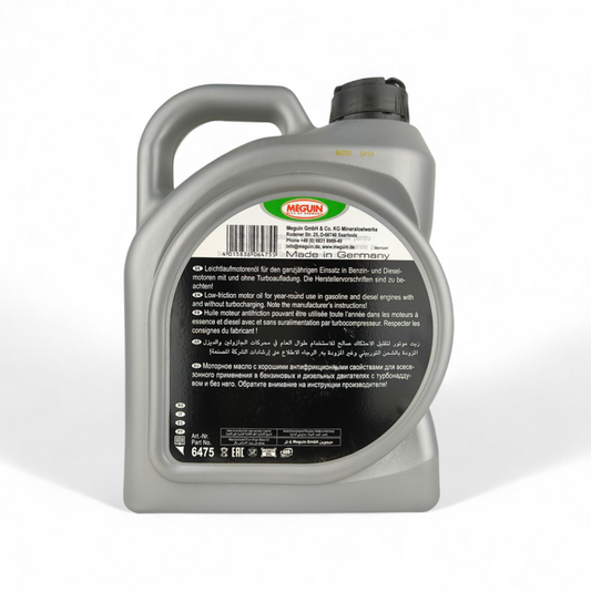 meguin syntech premium 10w40 4-litre engine oil back side