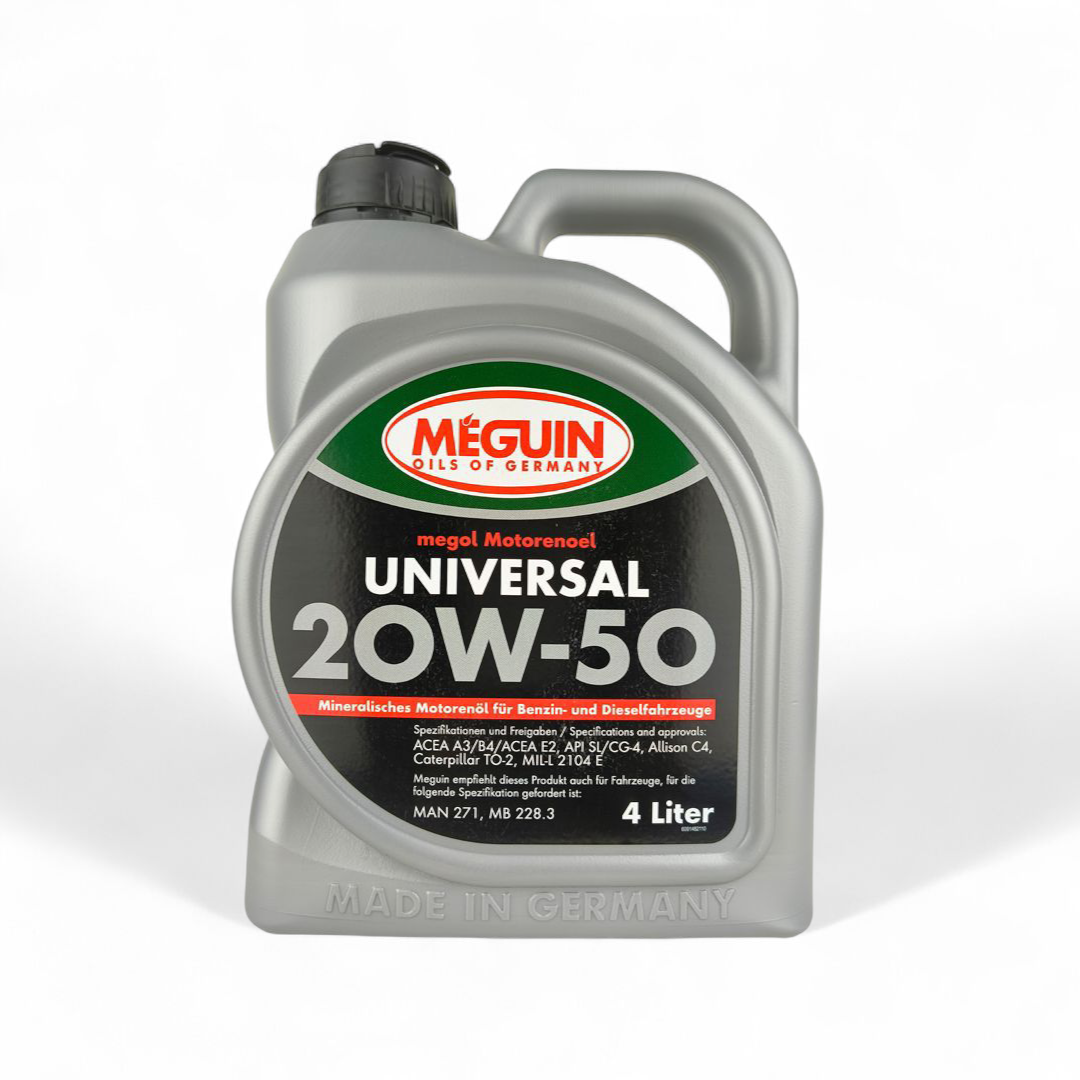 meguin universal 20w50 4-litre engine oil front side