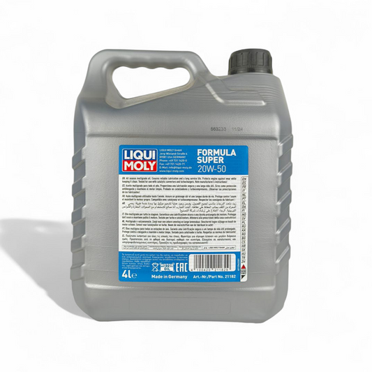 liquimoly 20w50 formula super 4-litre engine oil back side