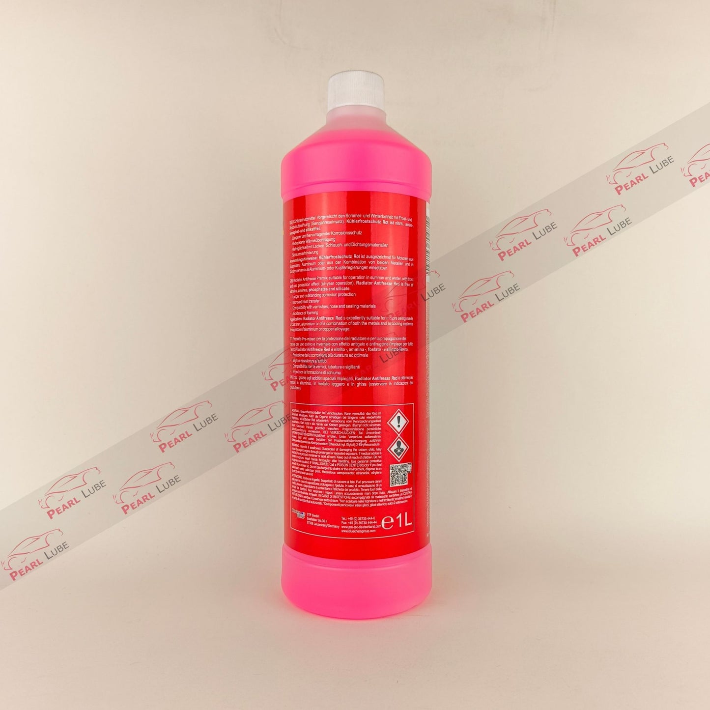 protec radiator antifreeze red coolant liquid bottle 1-litre back side