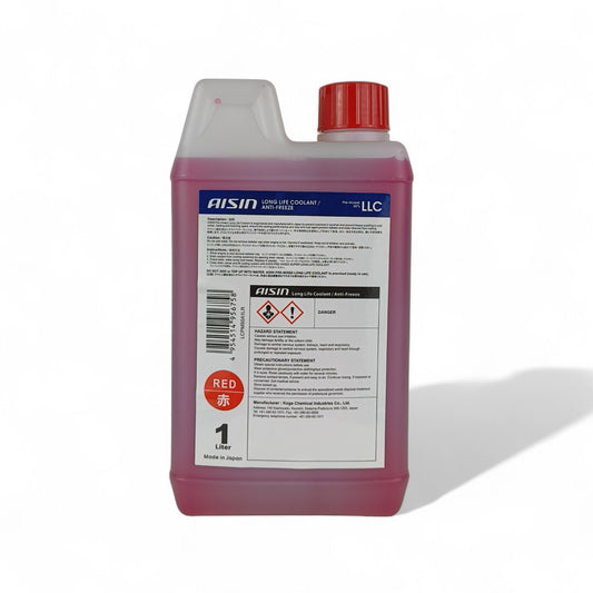 aisin long life antifreeze red coolant liquid bottle 1-litre back side