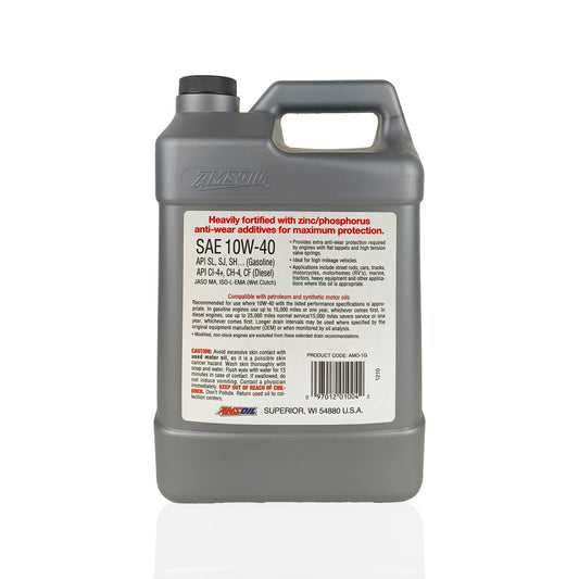 amsoil 10w40 100% synthetic premium protection engine oil 3.784-litre back side