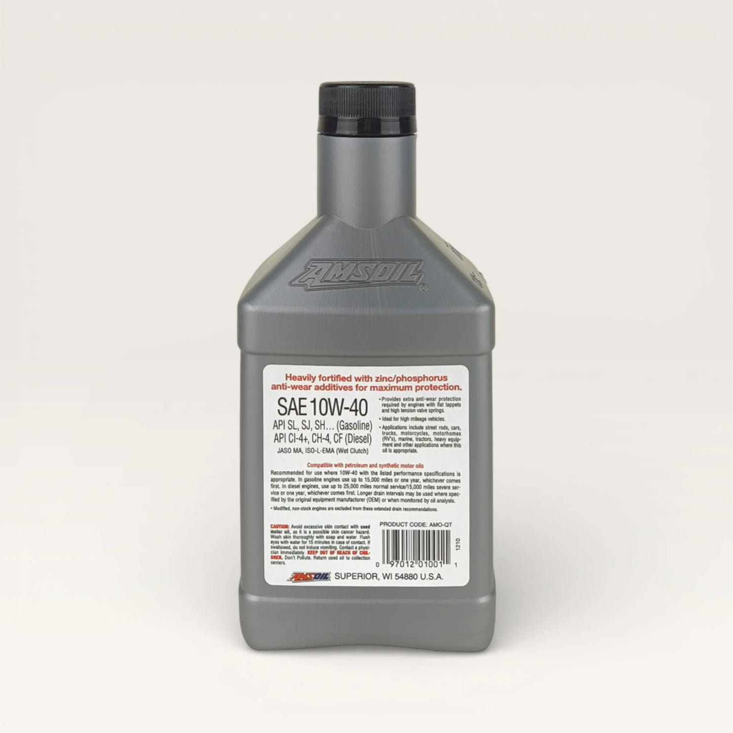 amsoil 10w40 premium protection 946-miililitre engine oil back side