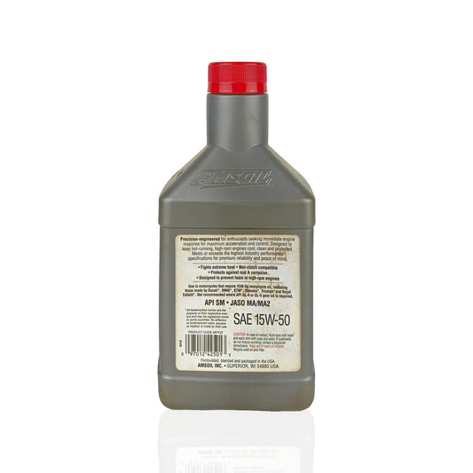 amsoil 15w50 metric 946-millilitre motorcycle engine oil back side