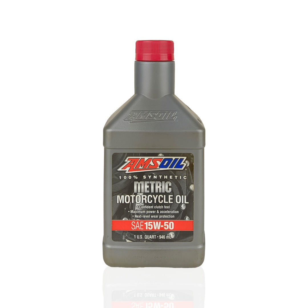 amsoil 15w50 metric 946-millilitre motorcycle engine oil front side