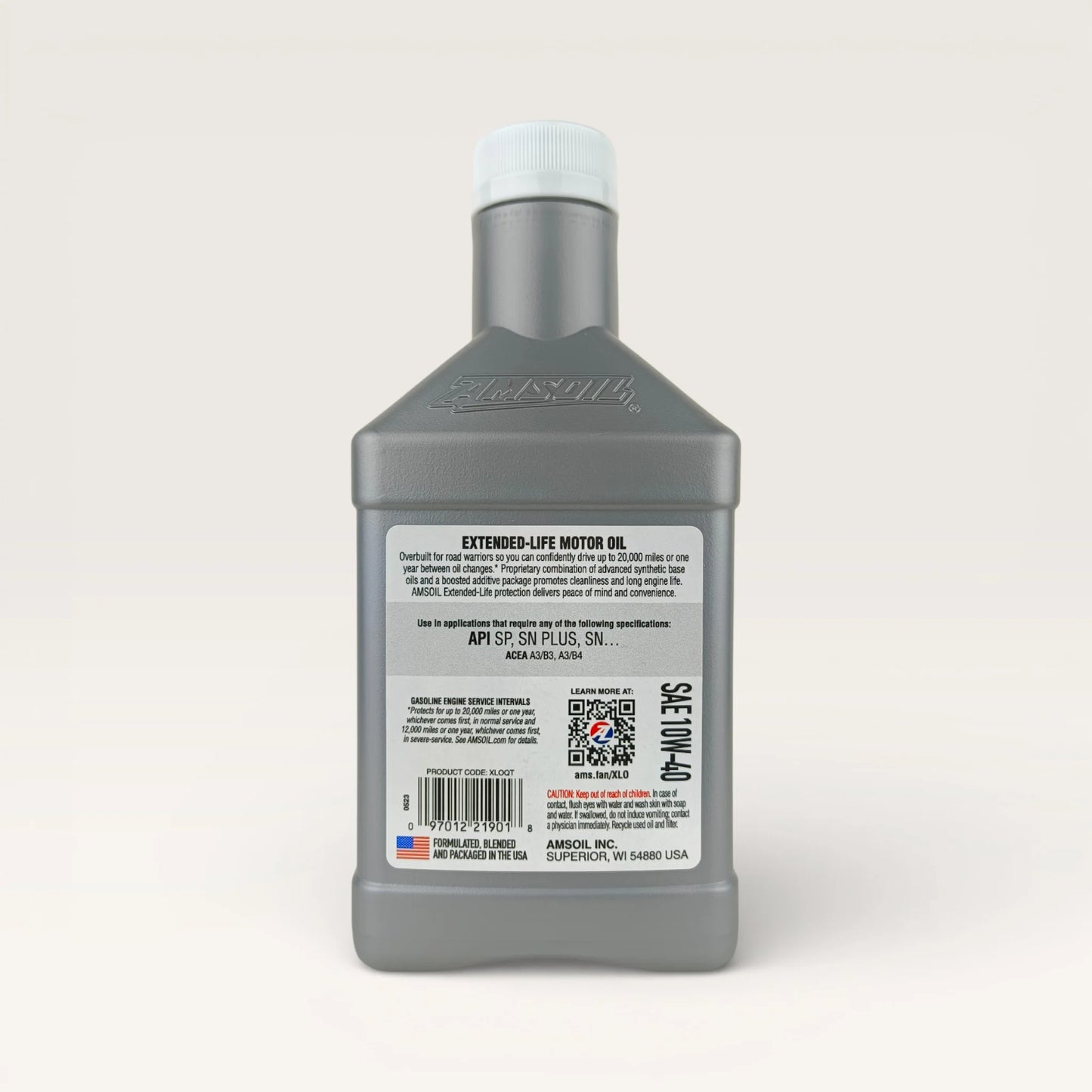 amsoil 10w40 extended life engine oil 946-millilitre back side