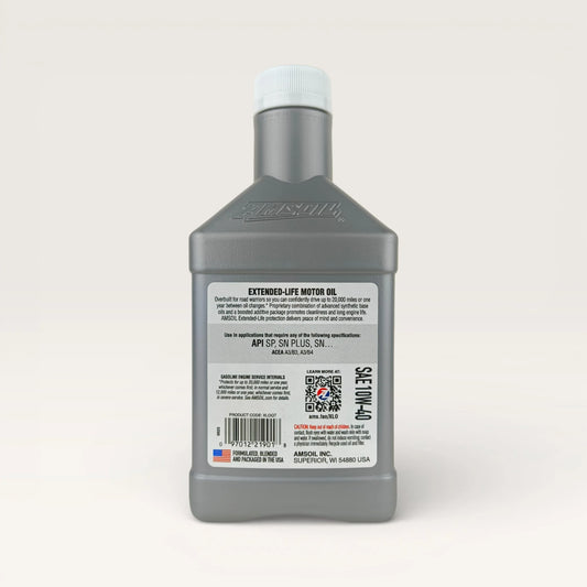 amsoil 10w40 extended life engine oil 946-millilitre back side