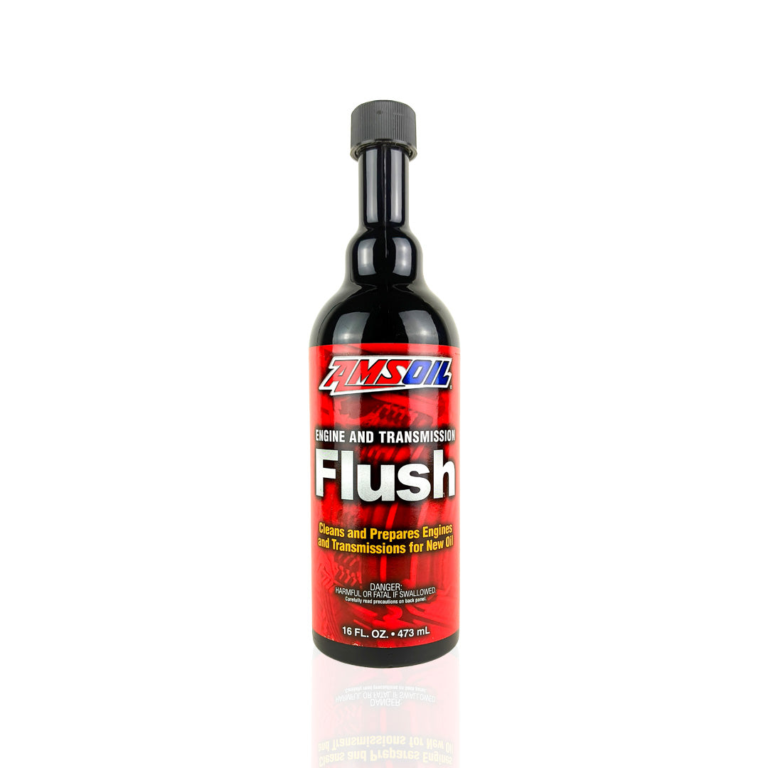 amsoil engine & transmission flush additive liquid bottle 473-millilitre front side