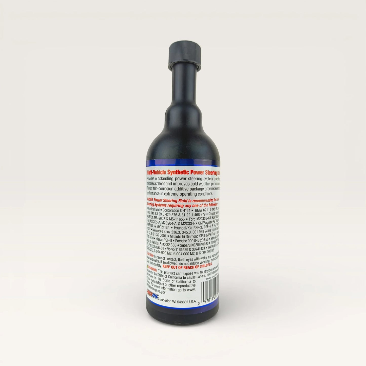 AMSOIL Multi-Vehicle Synthetic Power Steering Fluid 473-millilitre back side