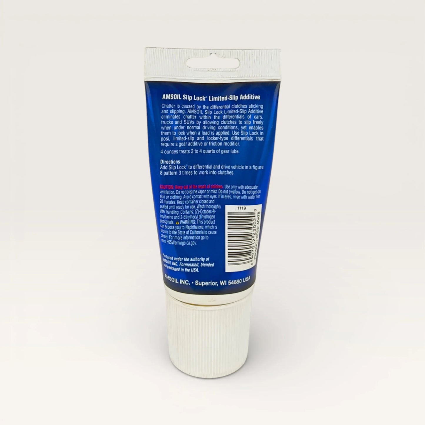 amsoil slip lock differential additive tube 118-millilitre back side