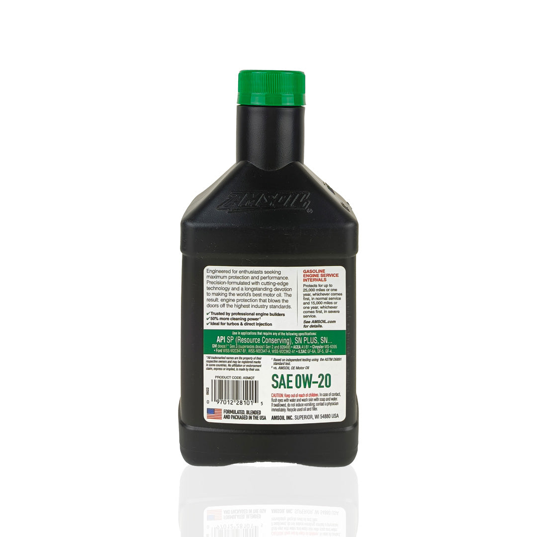 amsoil 0w20 signature series synthetic 946-millilitre engine oil back side