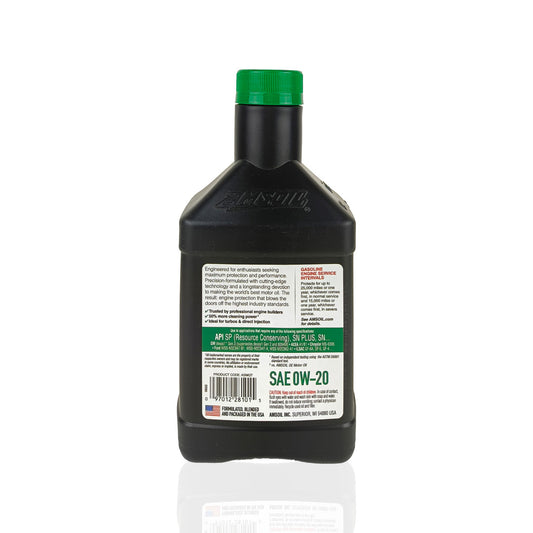 amsoil 0w20 signature series synthetic 946-millilitre engine oil back side