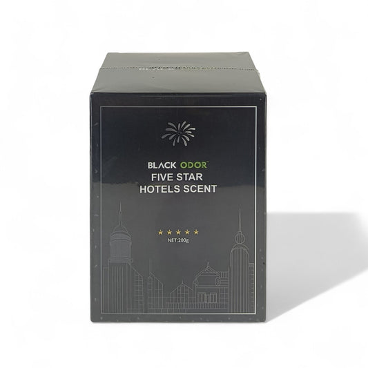 black odor five star vehicle gel air freshener 200-grams box front side