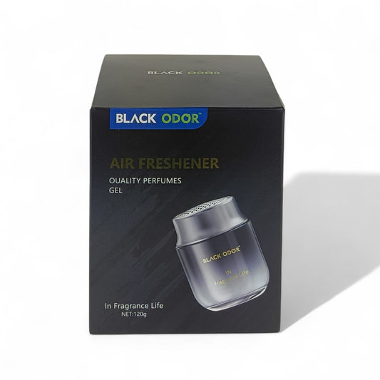 black odor IN Fragrance Life vehicle gel air freshener 120-grams box front side