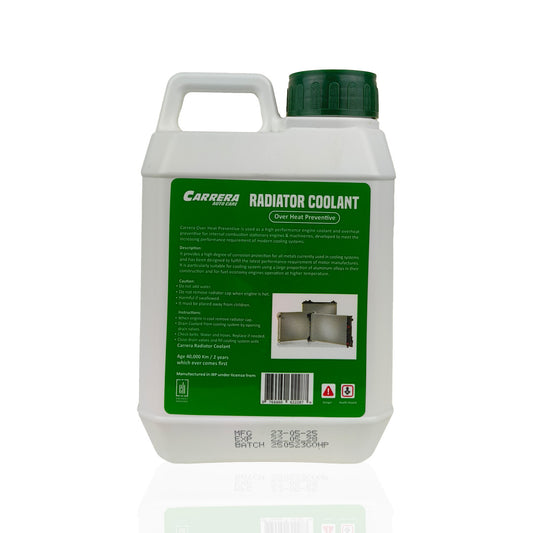 carrera overheat preventive green radiator coolant liquid bottle 1-litre back side