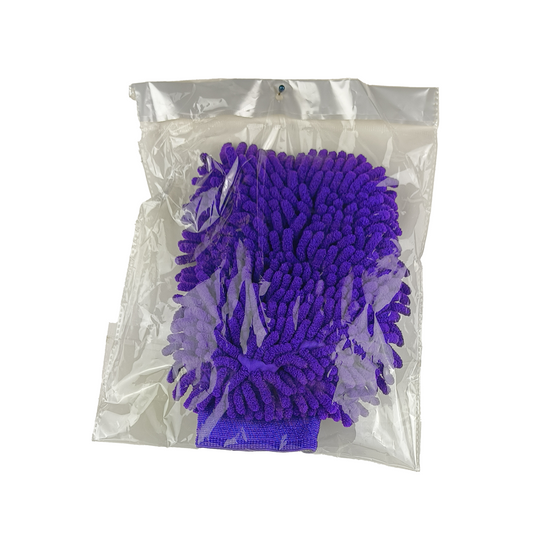 blue microfiber cleaning mitt packaging