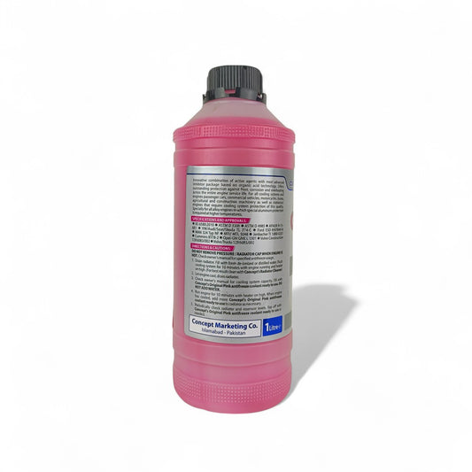 concept antifreeze original pink coolant liquid bottle 50/50 pre-mix 1-litre back side