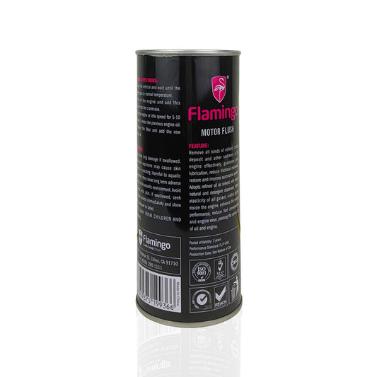 flamingo motor flush additive liquid can 443-millilitre back side