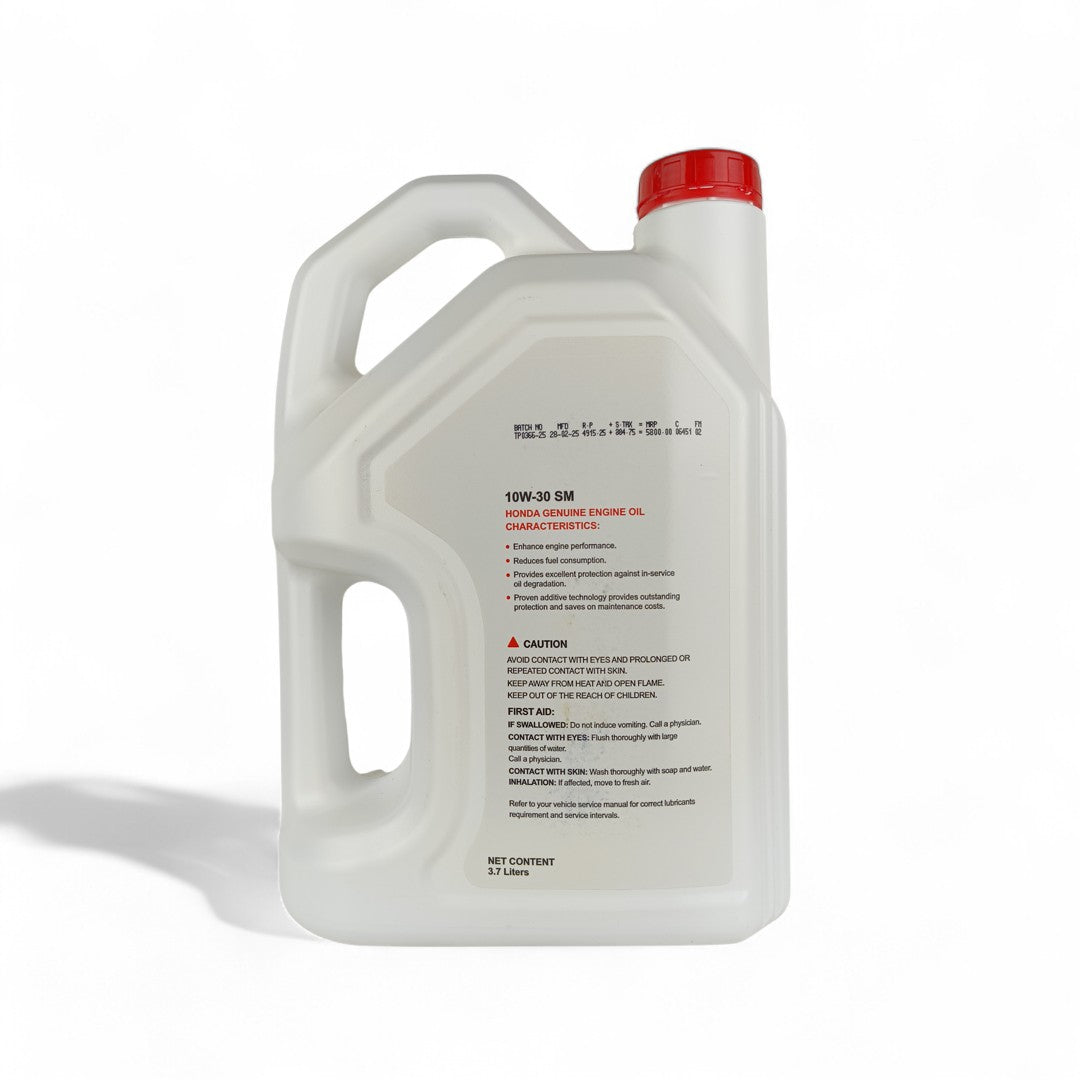 honda 10w30 sm 3.7-litre engine oil back side