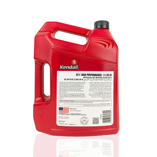 kendall gt-1 5w30 high performance 4-litre engine oil back side