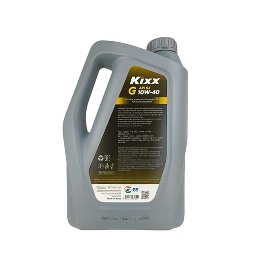 kixx g 10w40 api sj 4-litre engine oil back side