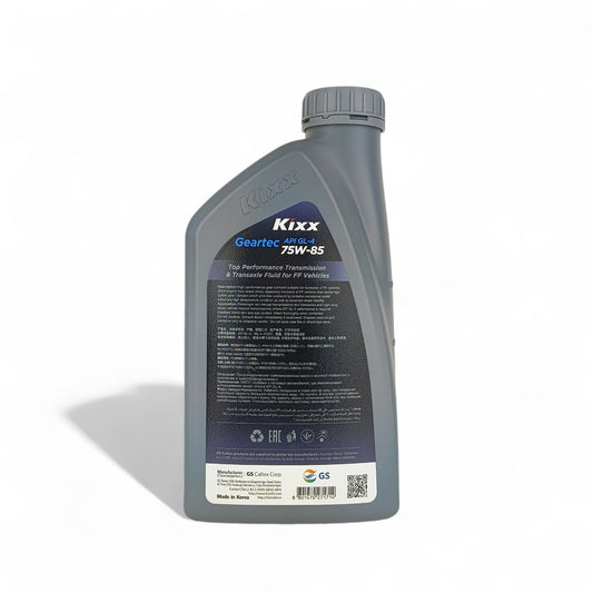 kixx geartec 75w85 1-litre transmission fluid back side