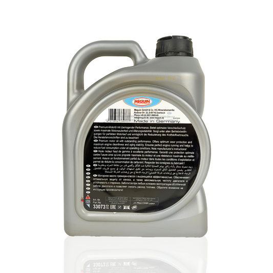 meguin 0w20 premium performance 4-litre engine oil back side