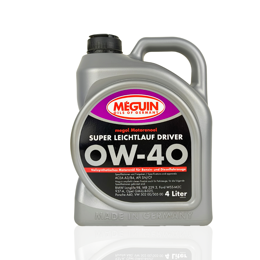 meguin 0w40 super leichtlauf driver 4l-litre engine oil front side