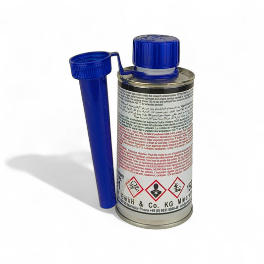 meguin octane booster additive liquid can back side