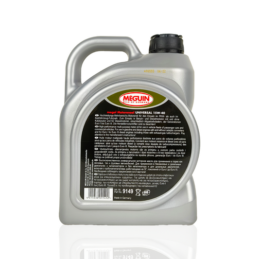 meguin universal 15w40 4-litre engine oil back side