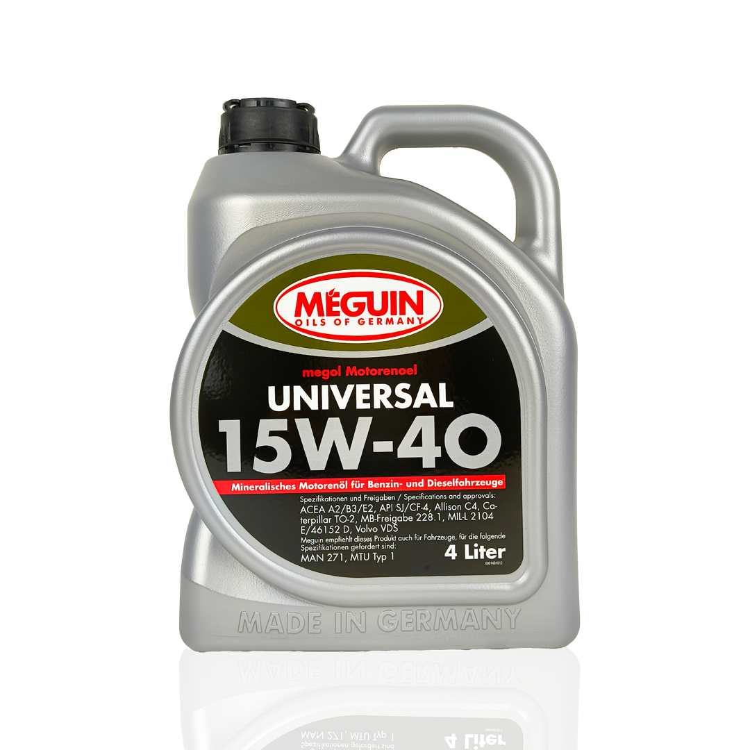 meguin universal 15w40 4-litre engine oil font side