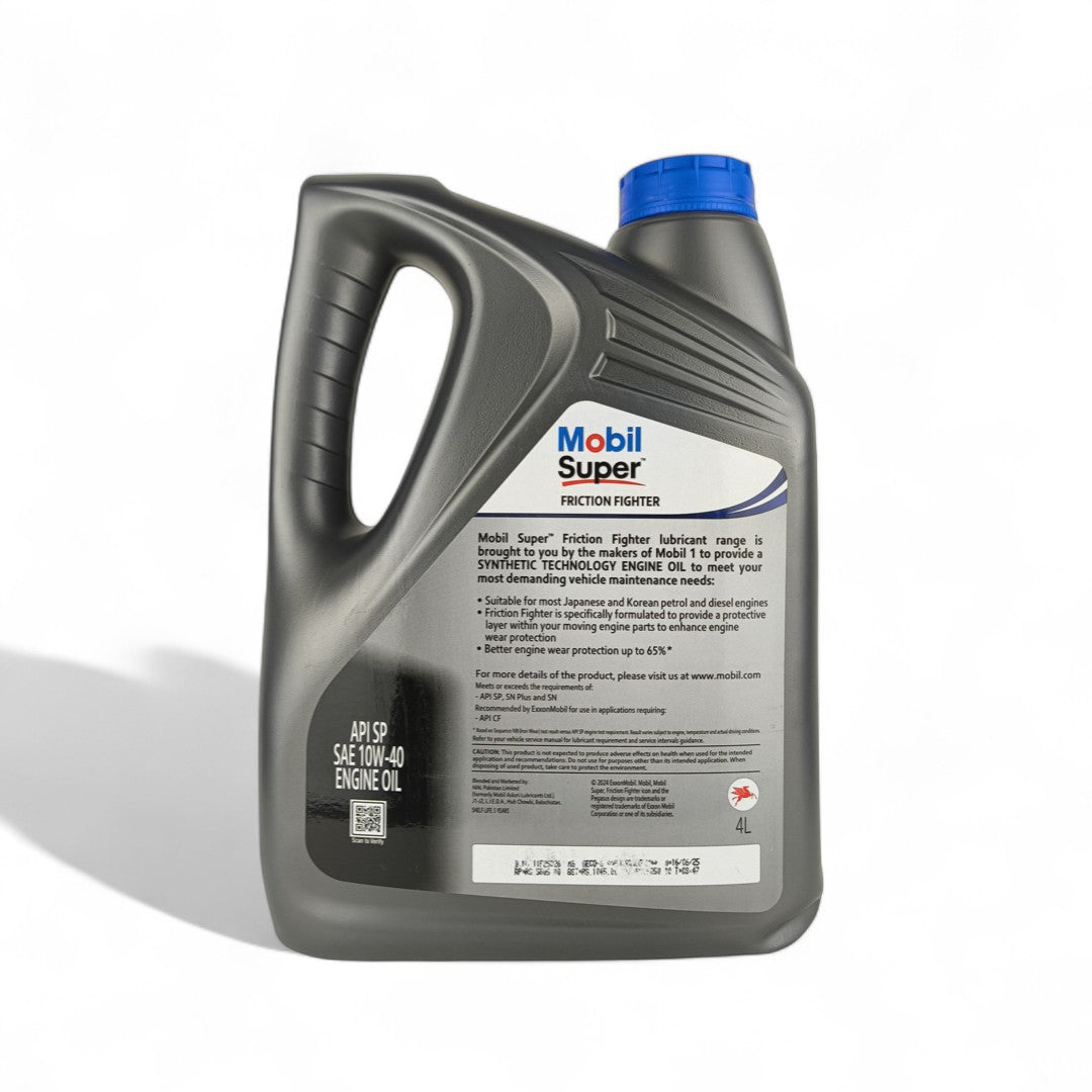 mobil super 10w40 4-litre engine oil back side