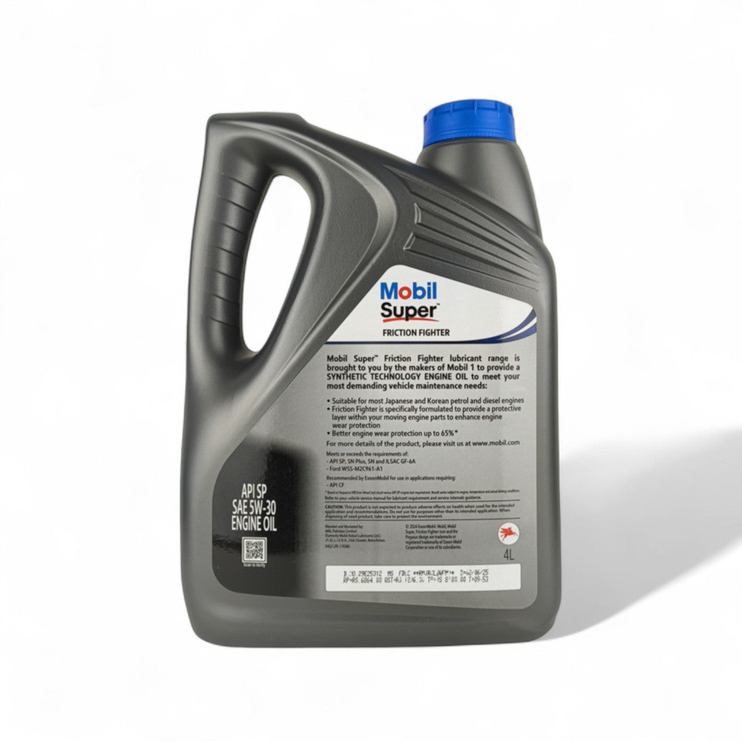 mobil super 5w30 4-litre engine oil back side