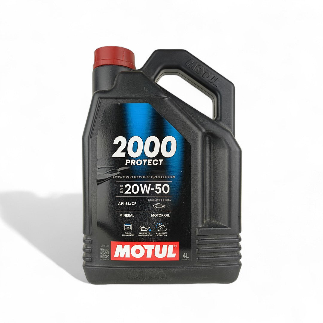 motul 2000 protect 20w50 4-litre engine oil front side