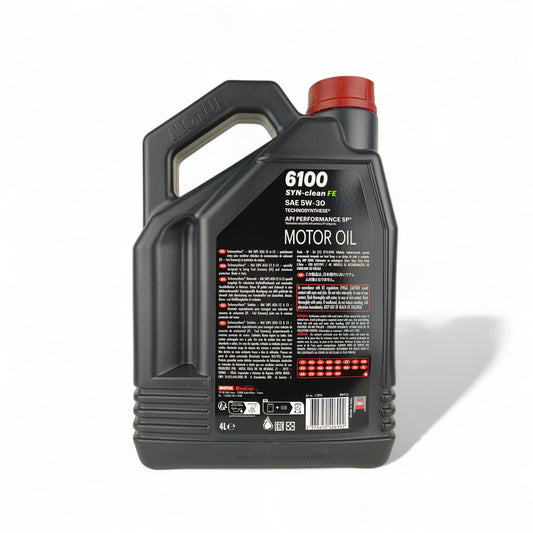 motul 6100 syn-clean fe 5w30 4-litre engine oil back side