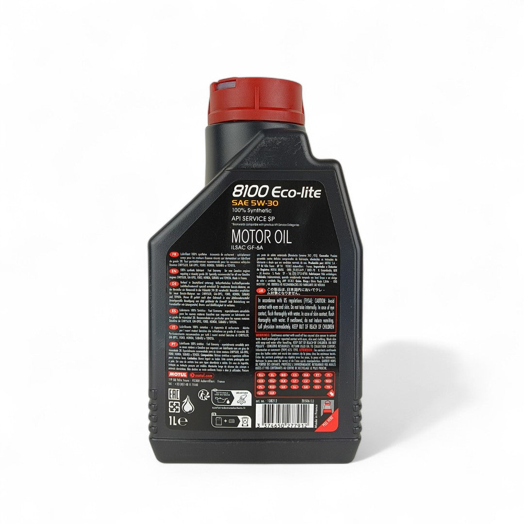 motul 8100 eco-lite 5w30 1-litre engine oil back side