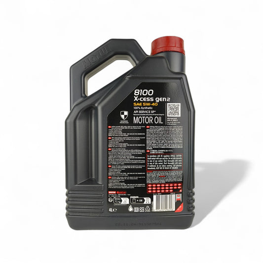 motul 8100 5w40 x-cess gen2 4-litre engine oil back side