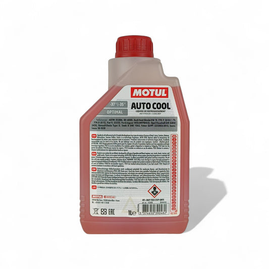 motul autocool antifreeze red coolant liquid bottle 1-litre back side