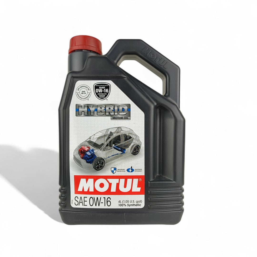 motul hybrid 0w16 4-litre engine oil front side