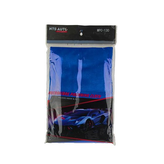 blue microfiber cleaning cloth packaging front side - 50cmx70cm