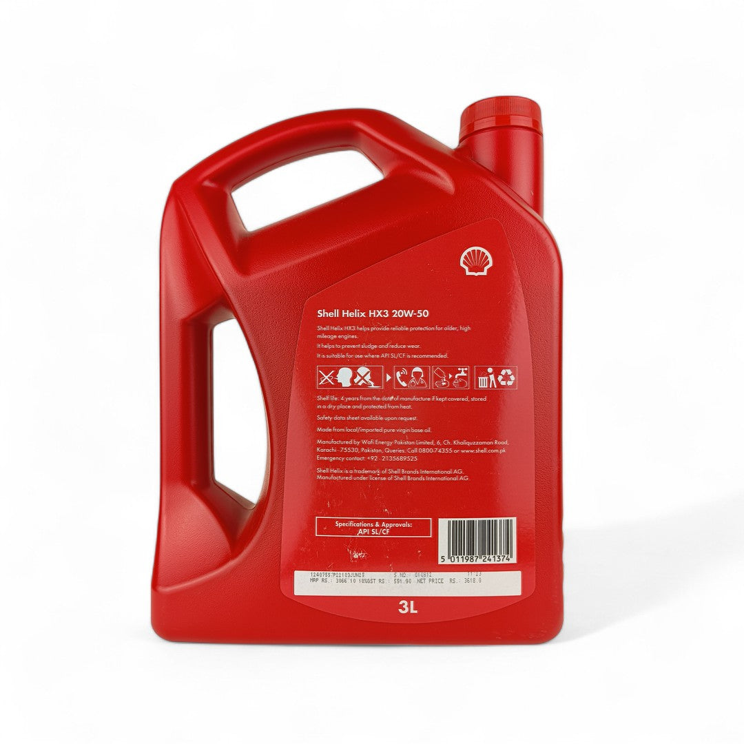 SHELL Helix HX3 20W-50 (20w50) Engine Oil - 4L, 3L, 1L