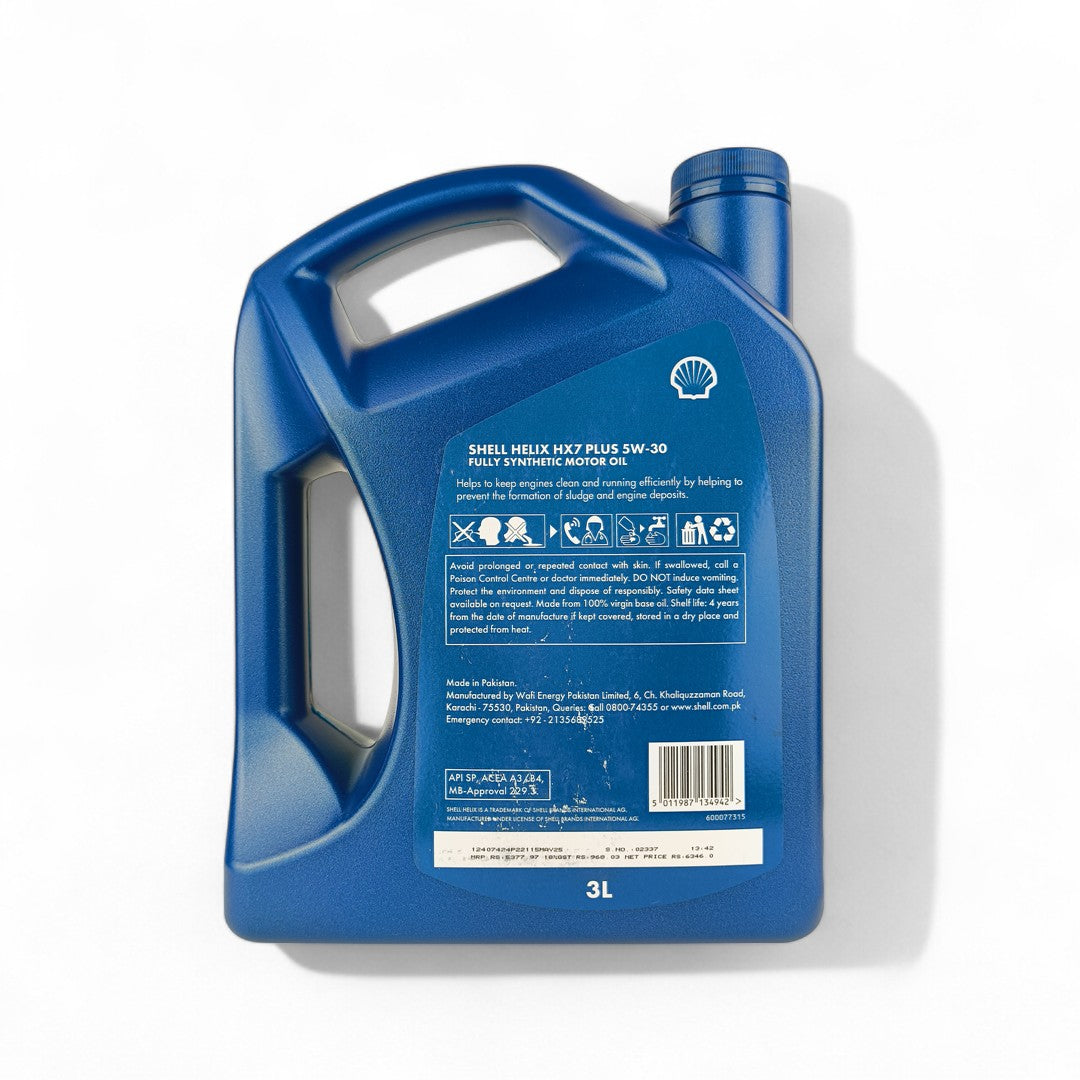 shell helix hx7 plus 5w30 sp 3-litre engine oil back side