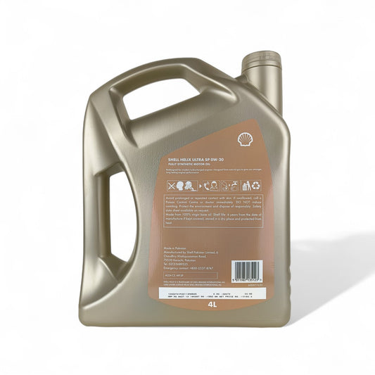 shell helix ultra 0w20 sp 4-litre engine oil back side