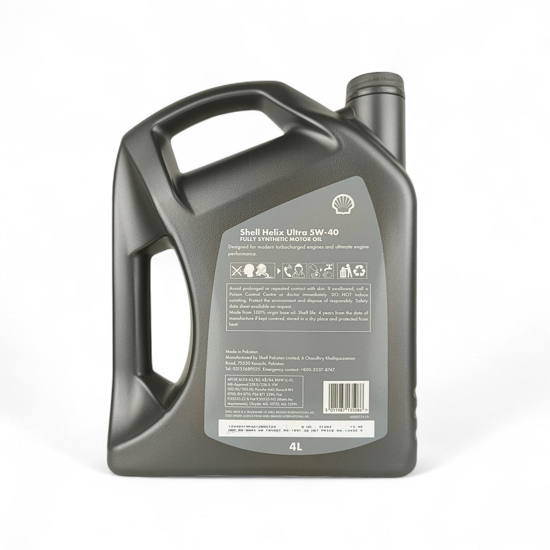 shell helix ultra 5w40 sp 4-litre engine oil back side