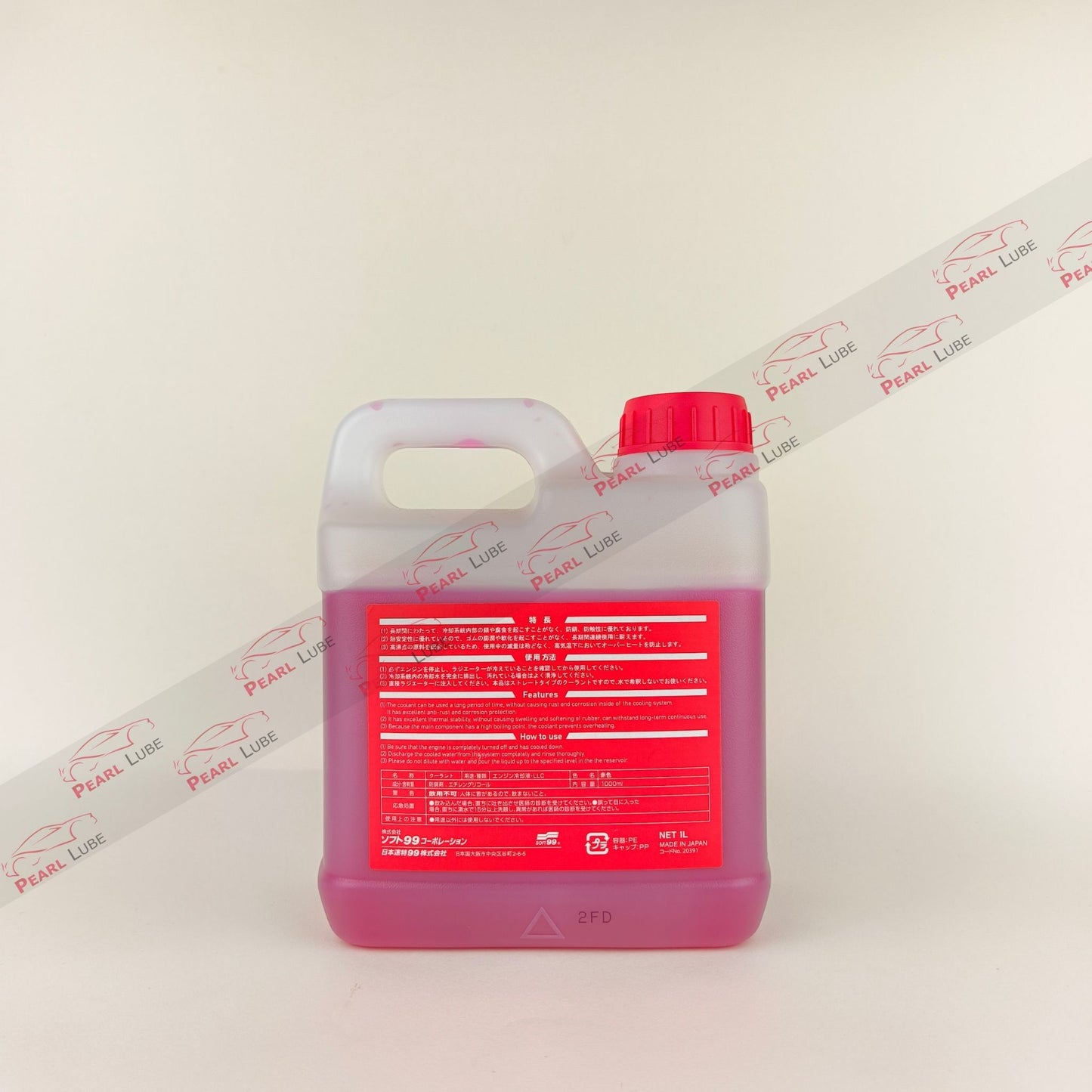 soft99 long life red coolant liquid bottle 1-litre back side