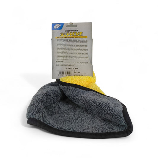 yellow/grey two-tone microfiber cleaning cloth - 40cmx39cm back side