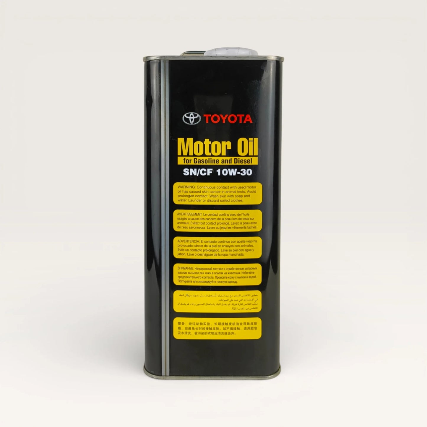 toyota sn/cf 10w30 4-litre engine oil back side