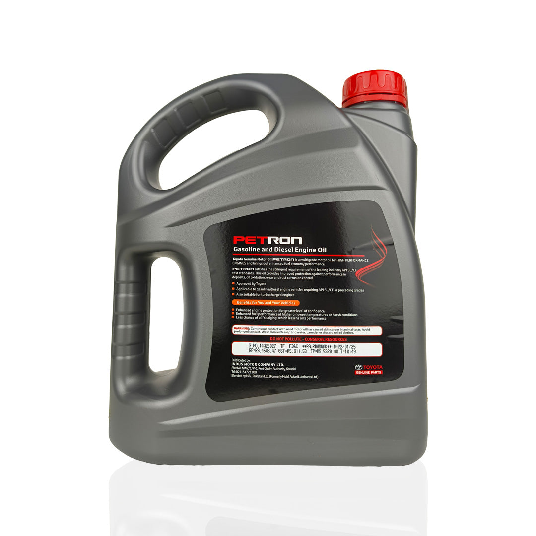 toyota 20w50 petron 3-litre engine oil back side